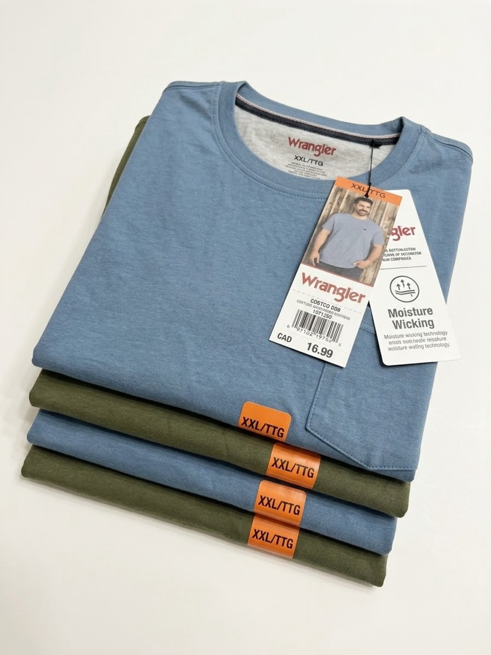 NWT Wrangler Heavyweight Double-Layer Pocket Tee Lot of 4 - XXL